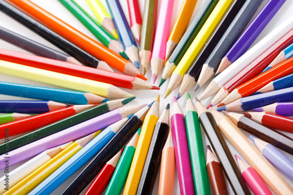 Color pencils on white background.. Color pencils on white background..