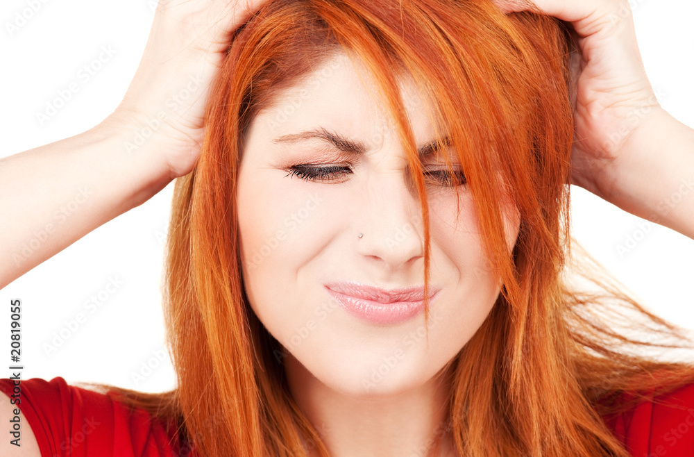 Fototapeta premium unhappy redhead woman