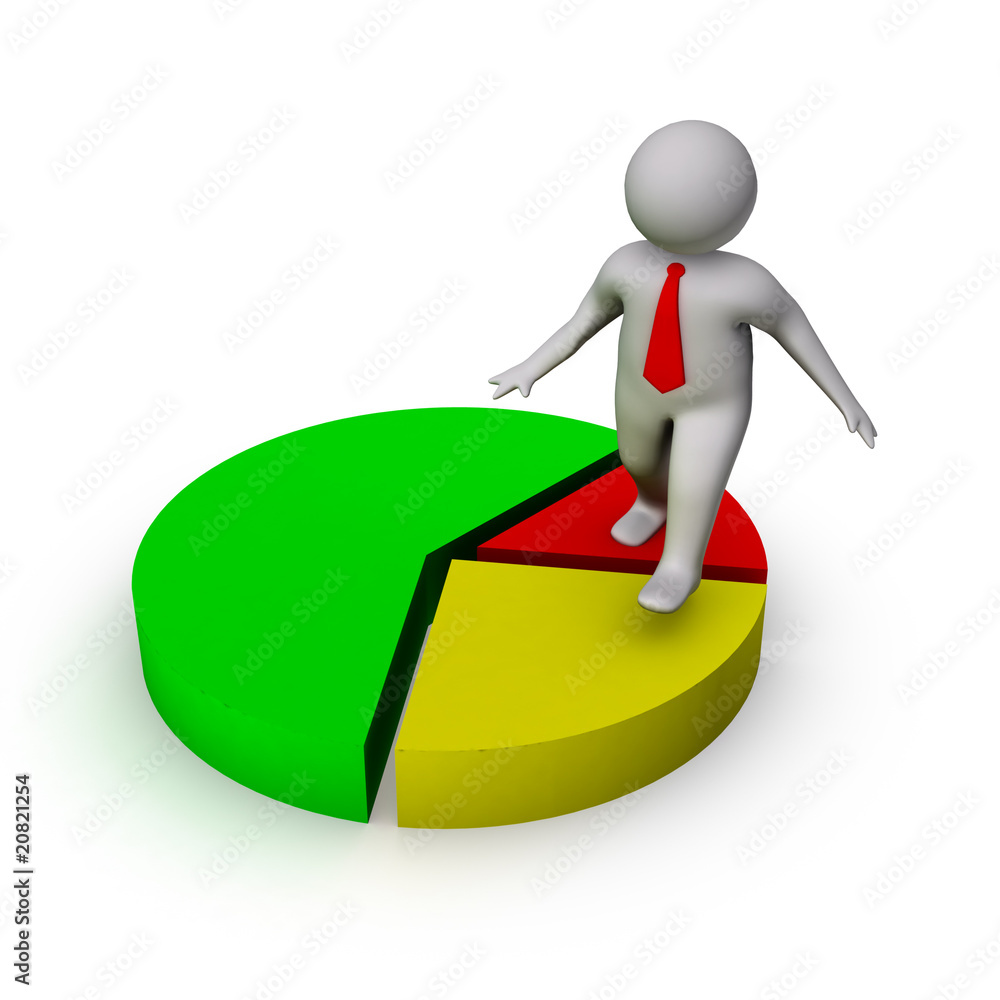 3d man with business chart