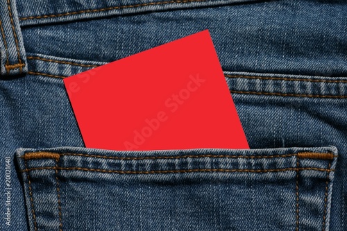 carte, poche, jeans, carton, rouge, texte, pantalon, message