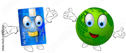 carte bleue et planète