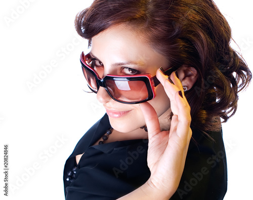 Close up Elegant woman with sunglasses