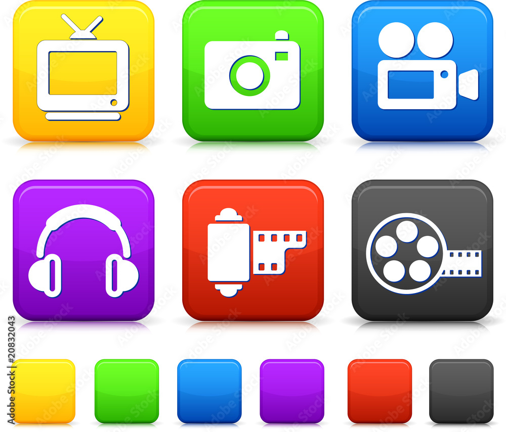 Technology Icons on Square Internet Buttons Technology Icons on Square Internet Buttons