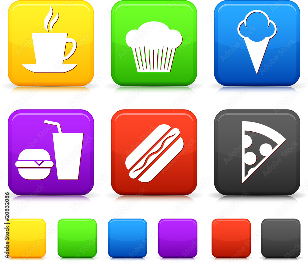 Food Icond on Square Internet Buttons Food Icond on Square Internet Buttons