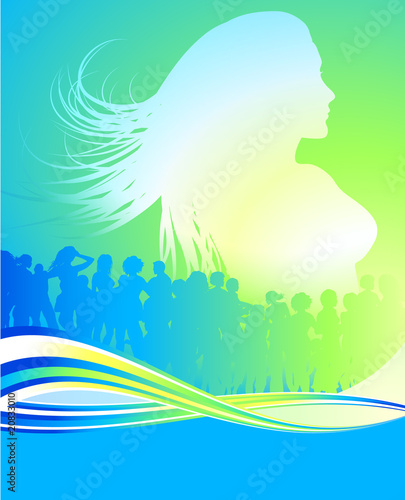 Sexy Young Woman on Abstract Club Background