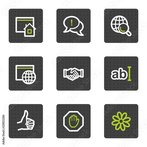 Internet web icons set 1, grey square buttons series