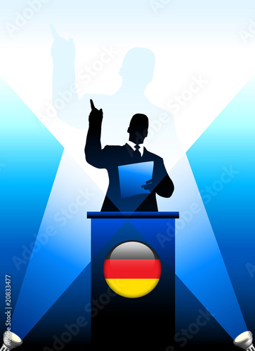 Germany Leader Giving Speech on Stage