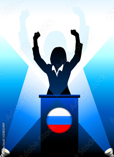Russia Leader Giving Speech on Stage