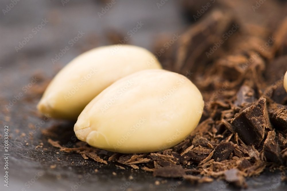 Chopped chocolate with sweet almond. delicious Chopped chocolate with sweet almond. delicious