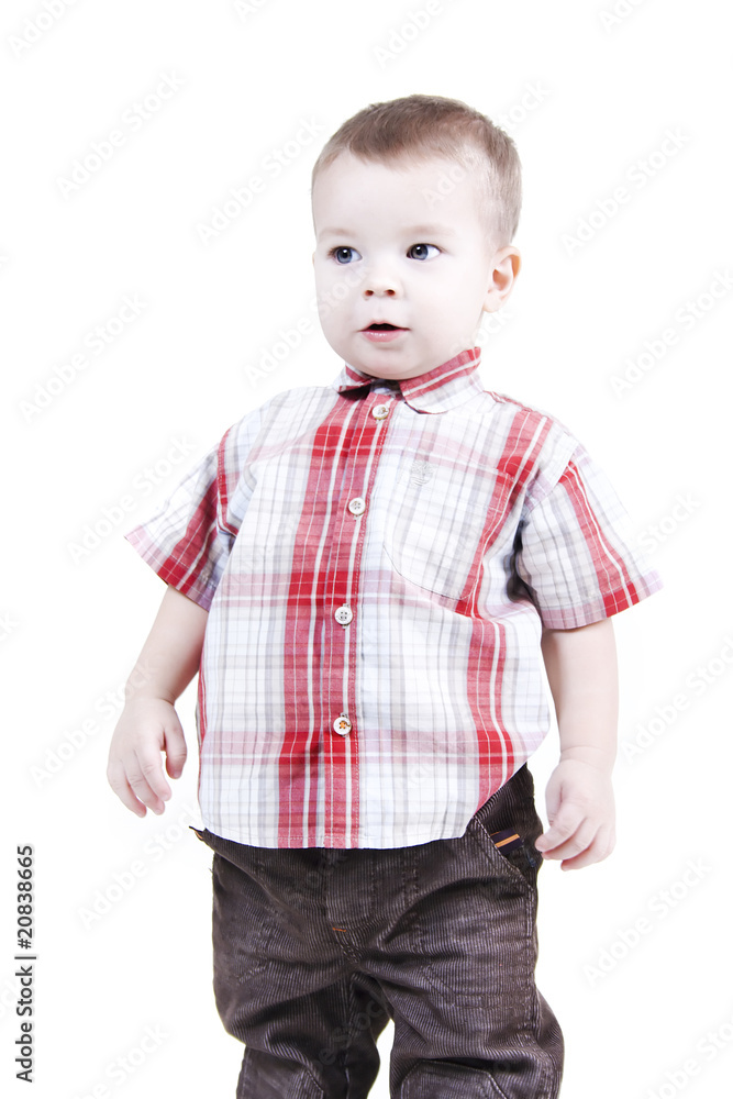 Baby boy is standing isolated on white Baby boy is standing isolated on white