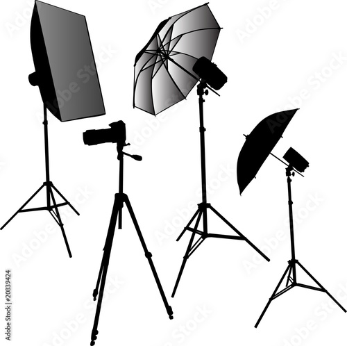 photo studio equipment isolated on white