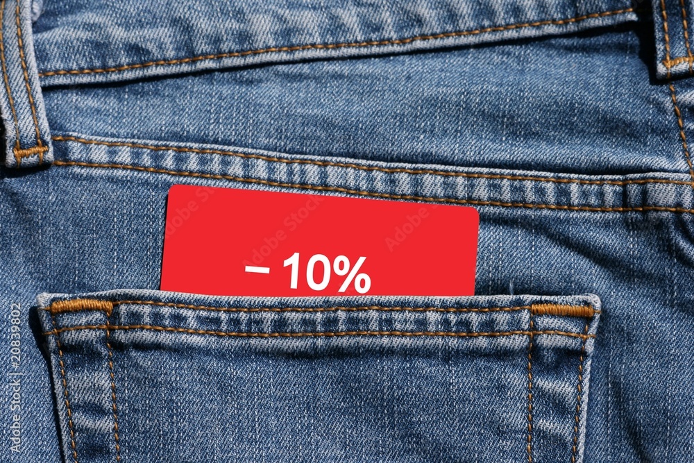 10%,10%,soldes,solde ,pantalon,vêtement,jeans Stock Photo | Adobe Stock