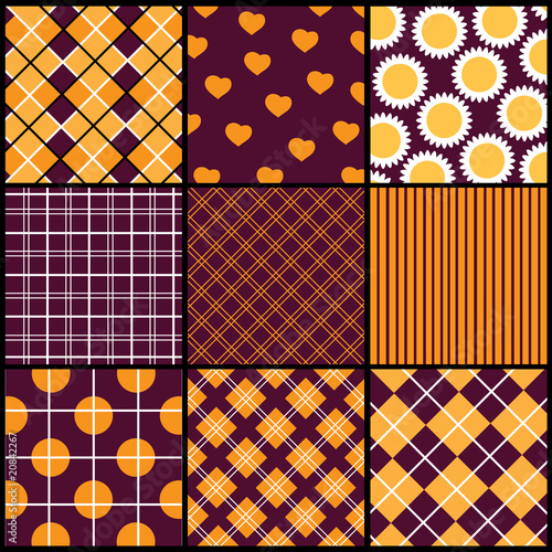 A set of 9 vector patterns for Valentines day