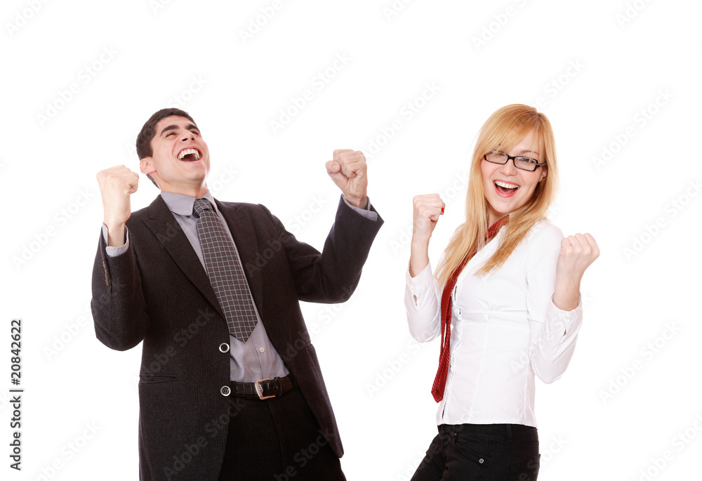 Young attractive business people