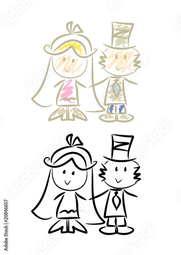 Witziges Hochzeitspaar, 2 Farbversionen