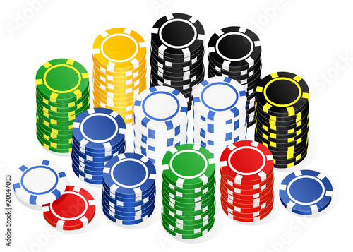 A lot of various poker (gambling) chips