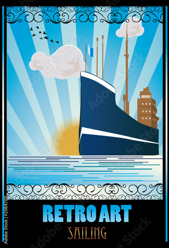 vector retro de un barco