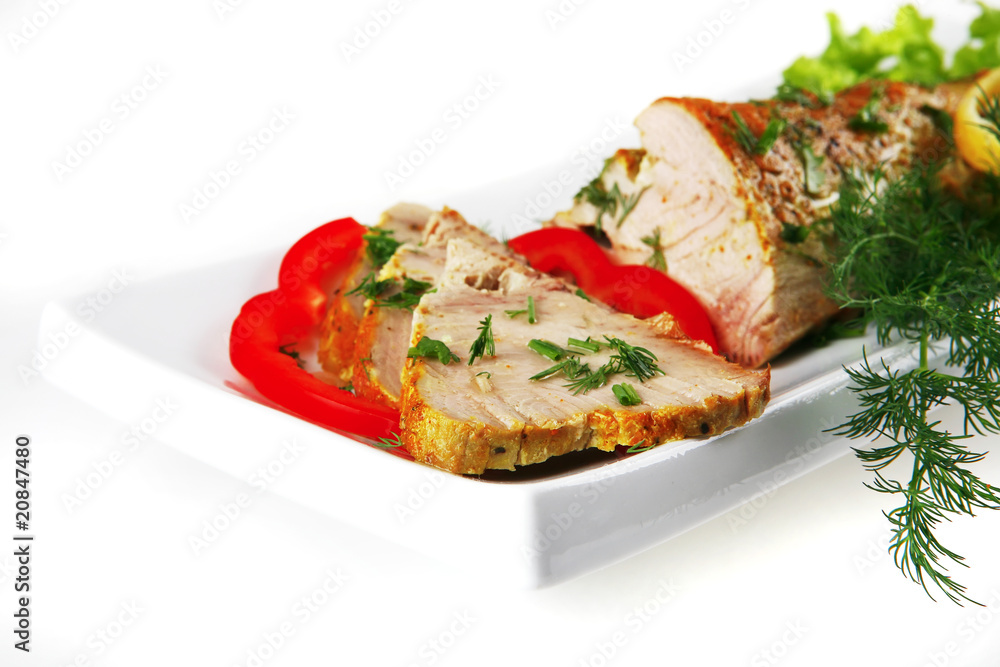 light tuna served on plate light tuna served on plate