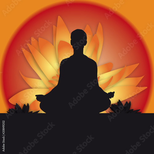 silhouette et lotus rouge