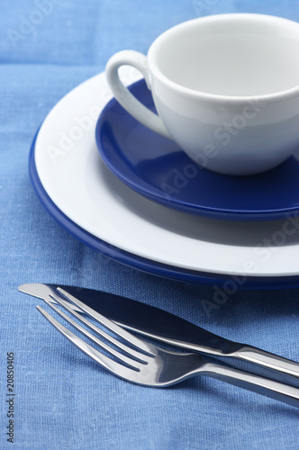 Blue and white dishware