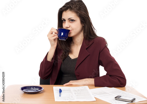 Businesswoman in coffee break