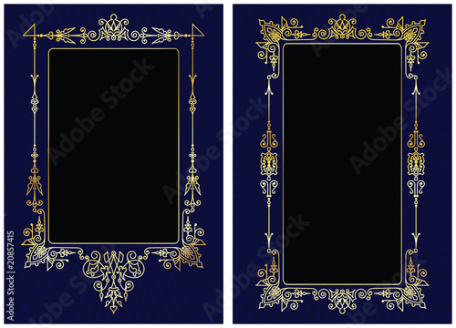 gold-framed labels and background on different topics