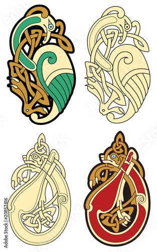 abstract celtic color design works - zoomorph motifs