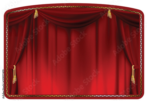 theater curtain blue tied with gold tassels