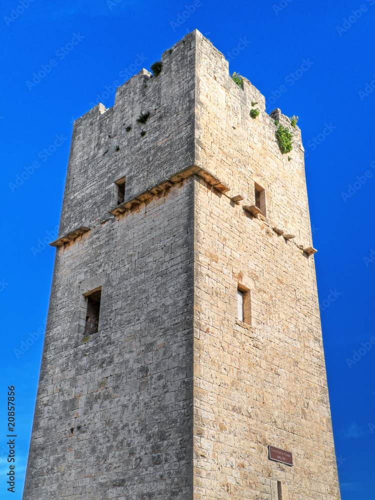 Ancient Red Stones Tower of Giovinazzo. Apulia.