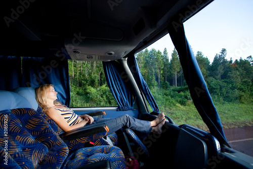 girl in a long-distance bus