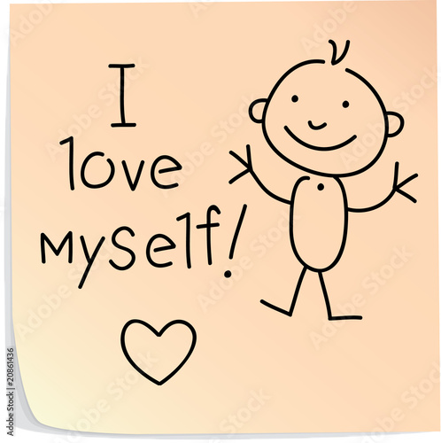 Post-it with words "I love myself"