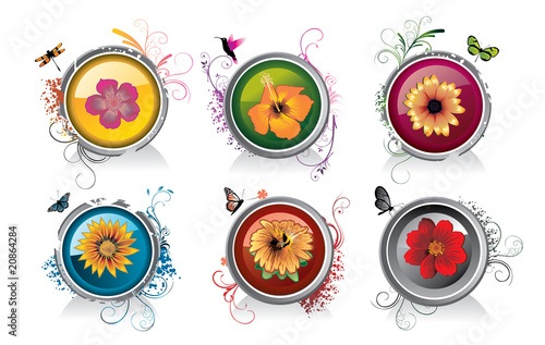 vector de flores en un circulo brillante