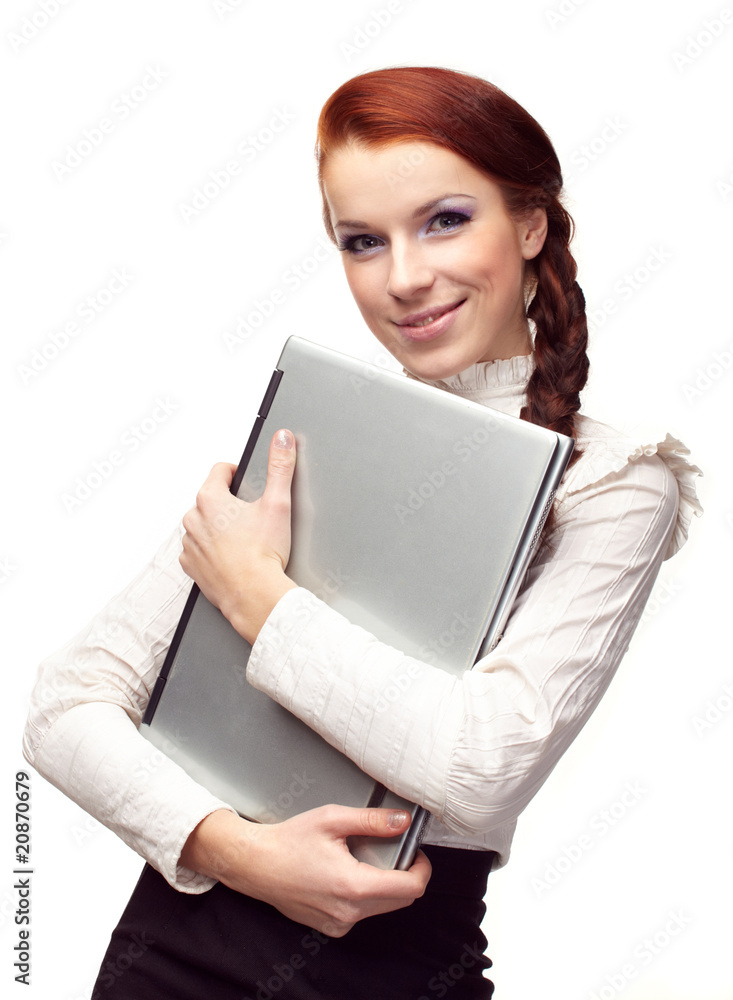 Portrait of happy business woman with a laptop Portrait of happy business woman with a laptop