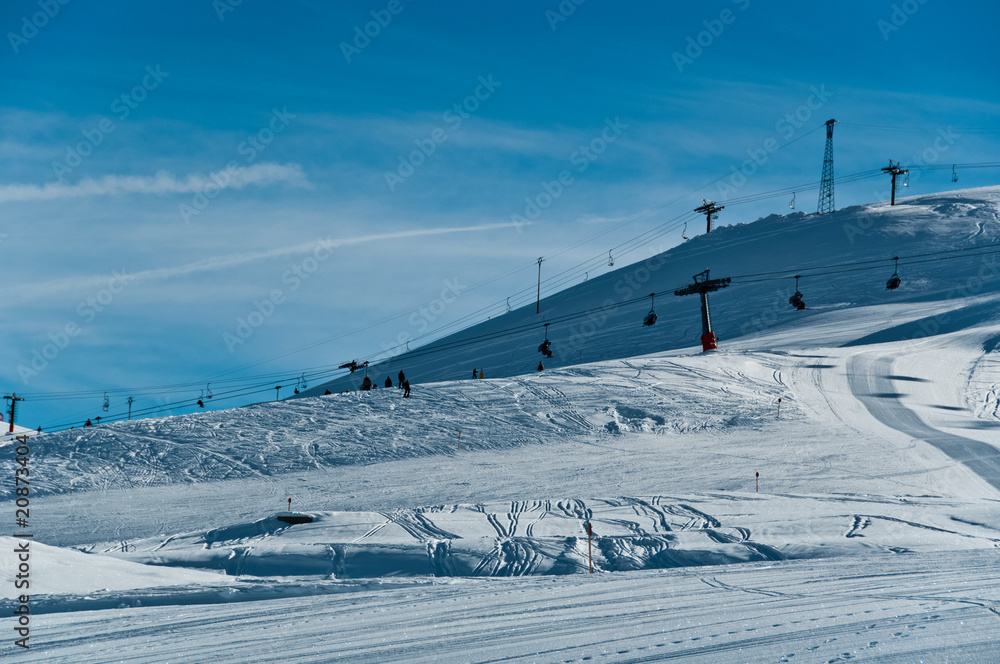 Ski slopes with chairlifts