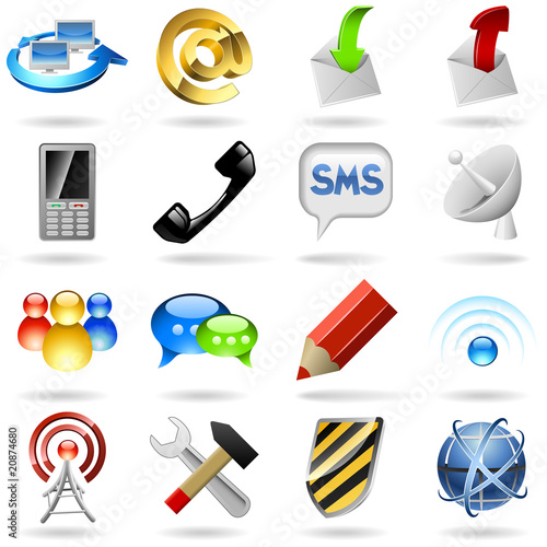 Communication and internet icons set.