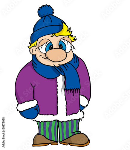 portrait of fun boy dressed with winter clothes