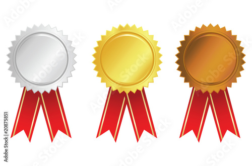 vector gold, silver and bronze award ribbons