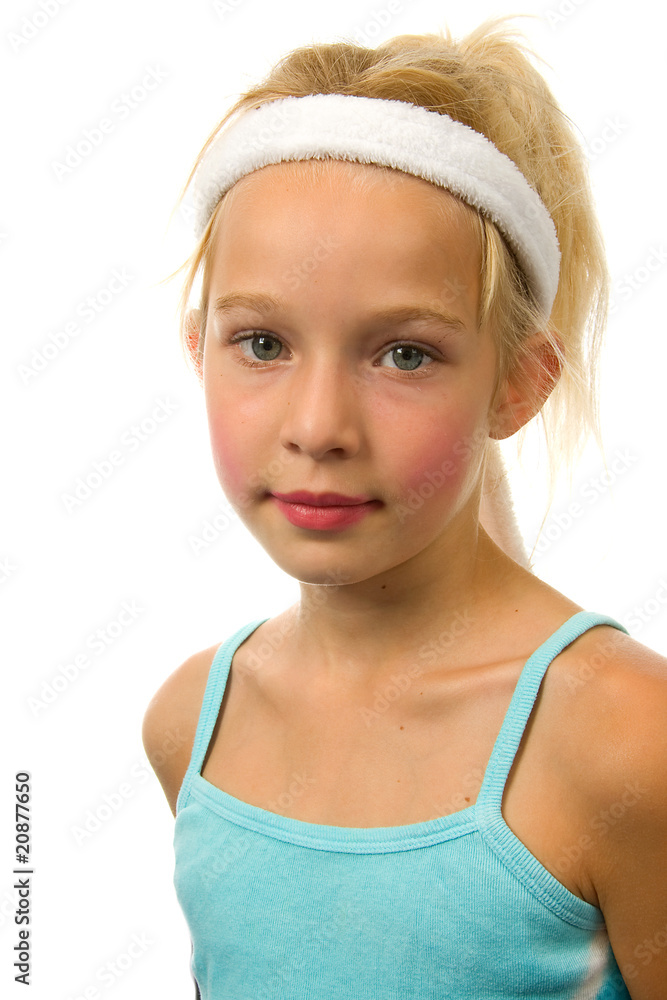 portrait of young blonde girl over white background portrait of young blonde girl over white background