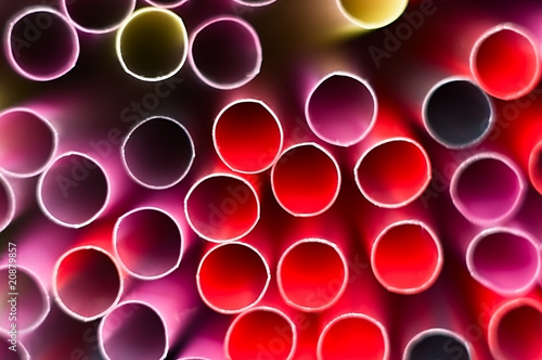 A closeup of color drinking straws