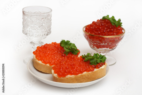vodka and red caviar