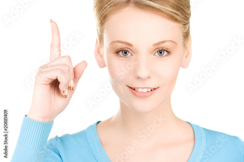 woman with her finger up