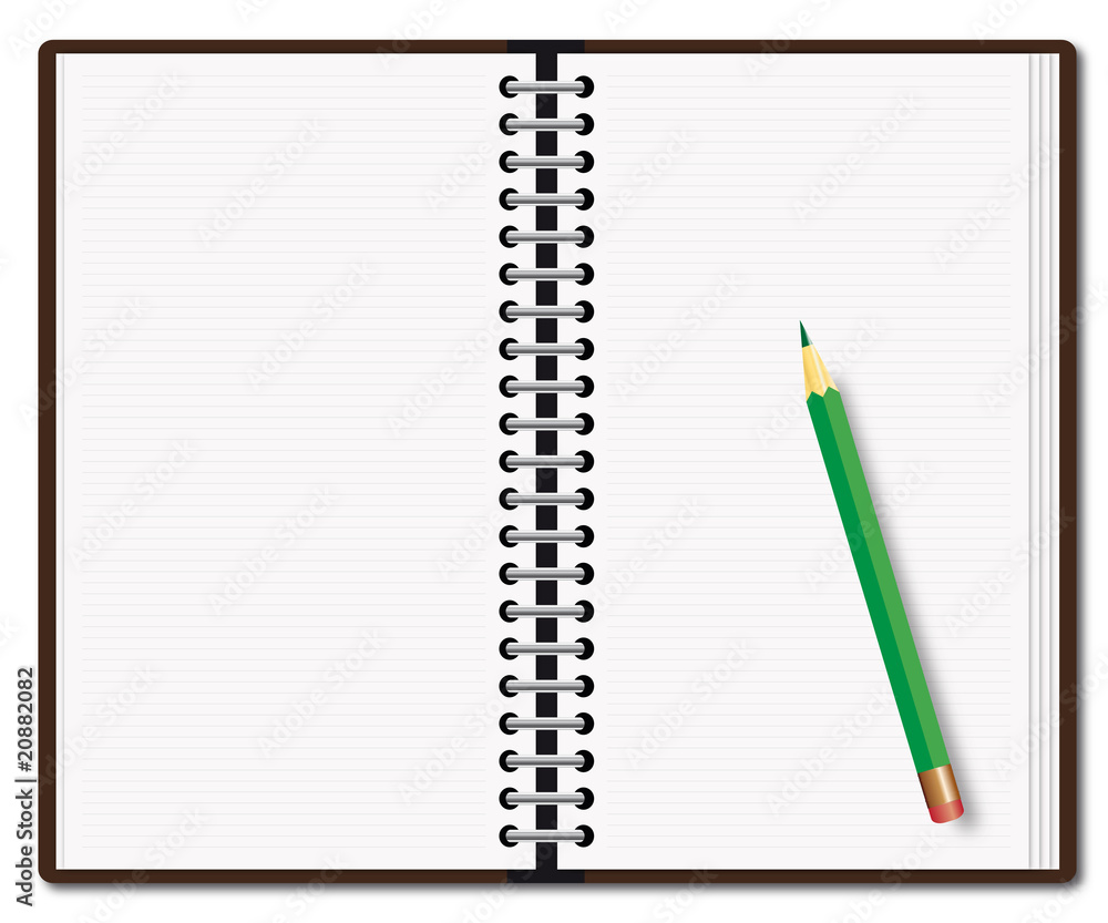 Open diary with a pencil Open diary with a pencil