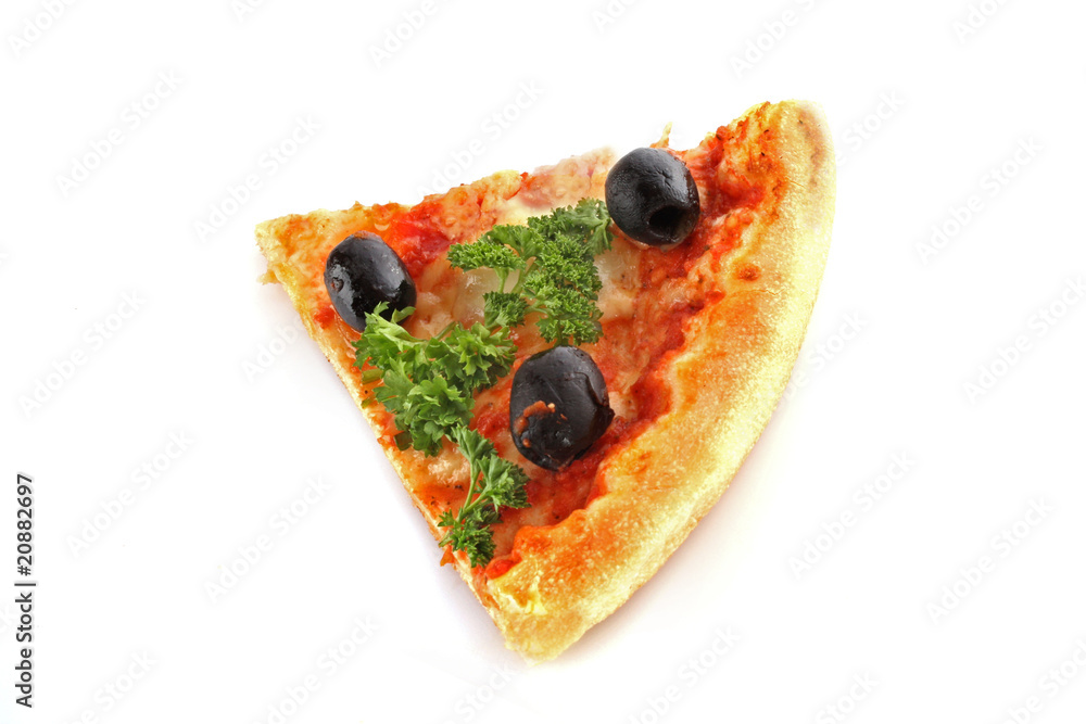 Tasty pizza with olives isolated on white Tasty pizza with olives isolated on white