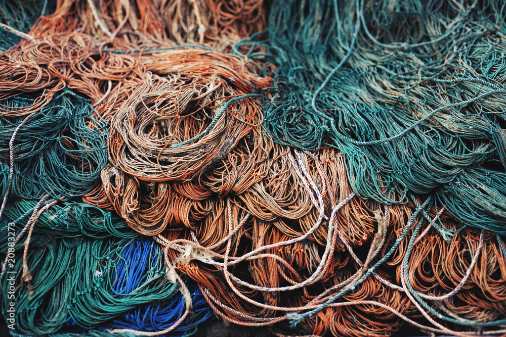 Colorful fishing nets background