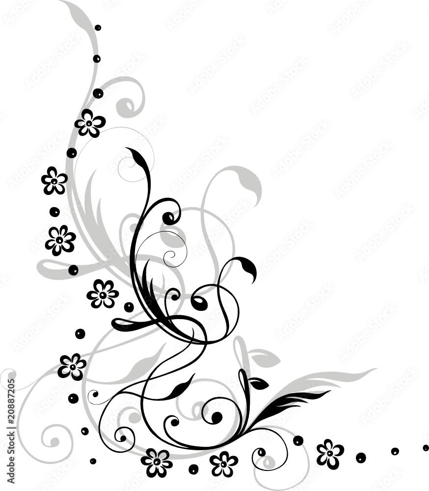 black art, Blumen, Blüten, Ranke, floral, Schnörkel Stock-Vektorgrafik ...