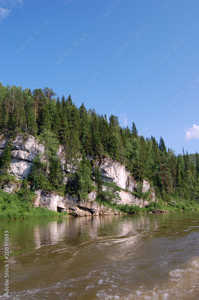 Beautiful rock on coast of the river. Perm, chusovaya. Beautiful rock on coast of the river. Perm, chusovaya.