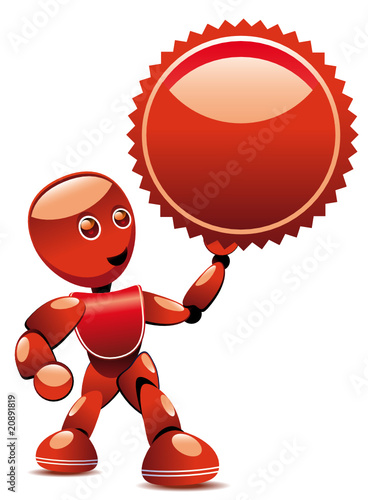 Robot brandissant un label