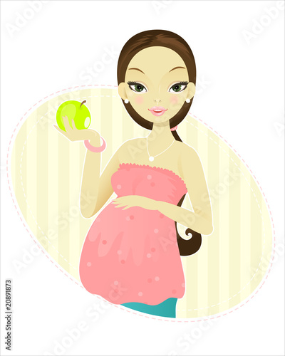 Pregnant woman and apple photo