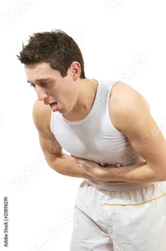 Young man with stomach pain