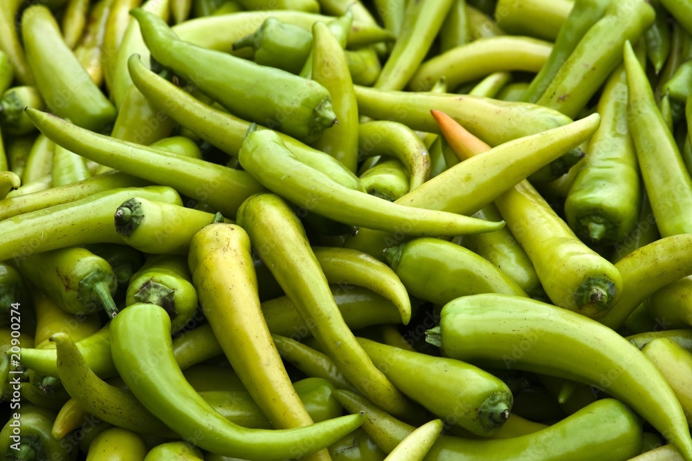 Green Peppers at an outdoor market in Paris Green Peppers at an outdoor market in Paris